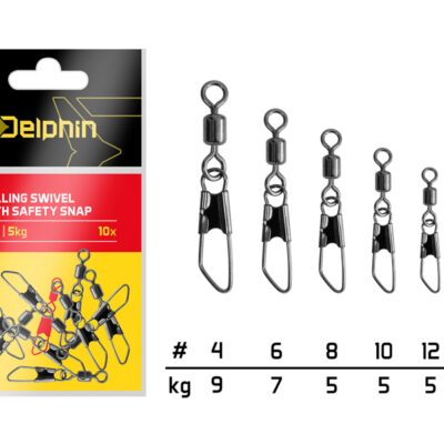 Rolling swivel with safety snap / 10ks