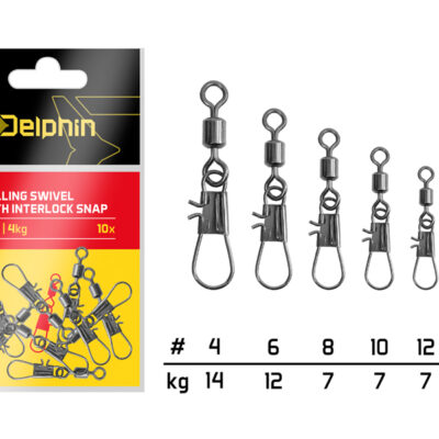 Rolling swivel with interlock snap / 10 ks