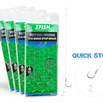 ZFISH Návazec Method Feeder Rig Quick Stop Braid 5 ks