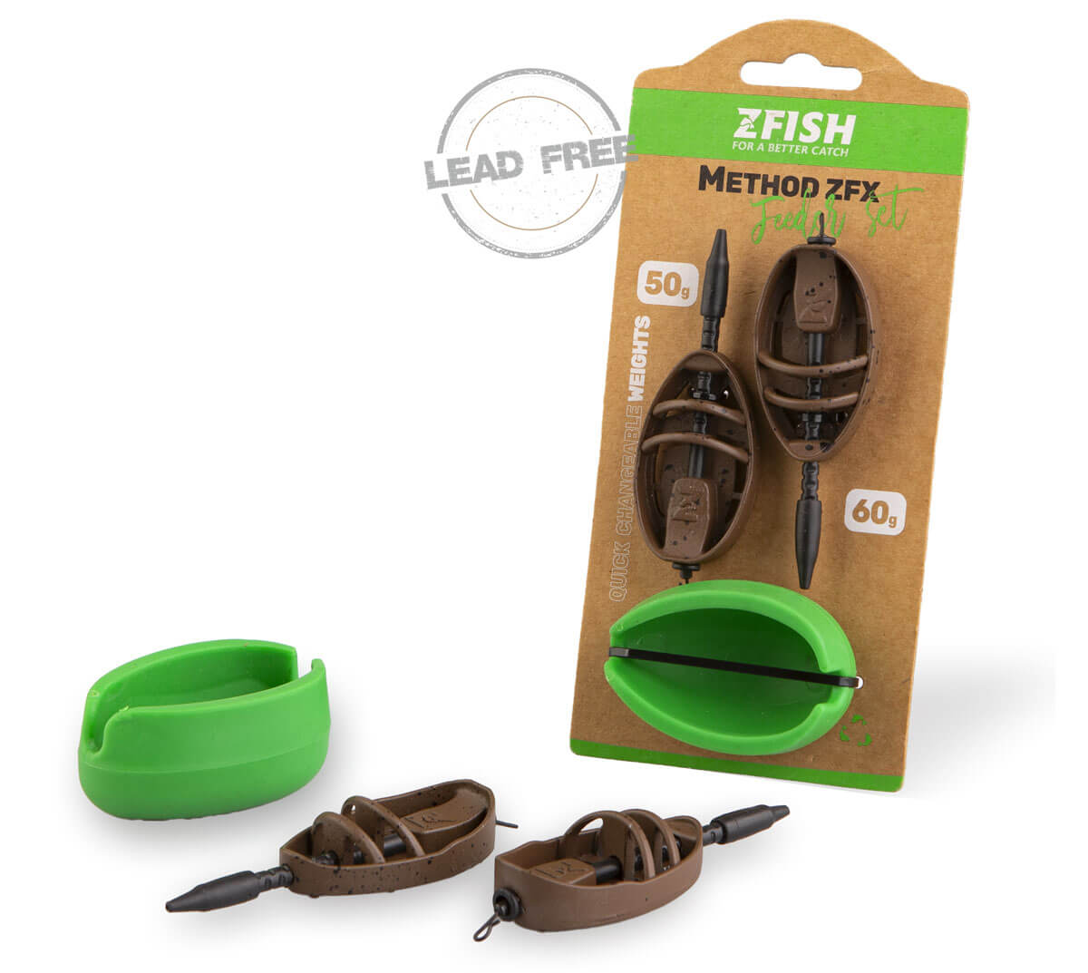 ZFISH Sada Method Feeder Set ZFX 50,60g+Formička 1 ZFISH Sada Method Feeder Set ZFX 50,60g+Formička